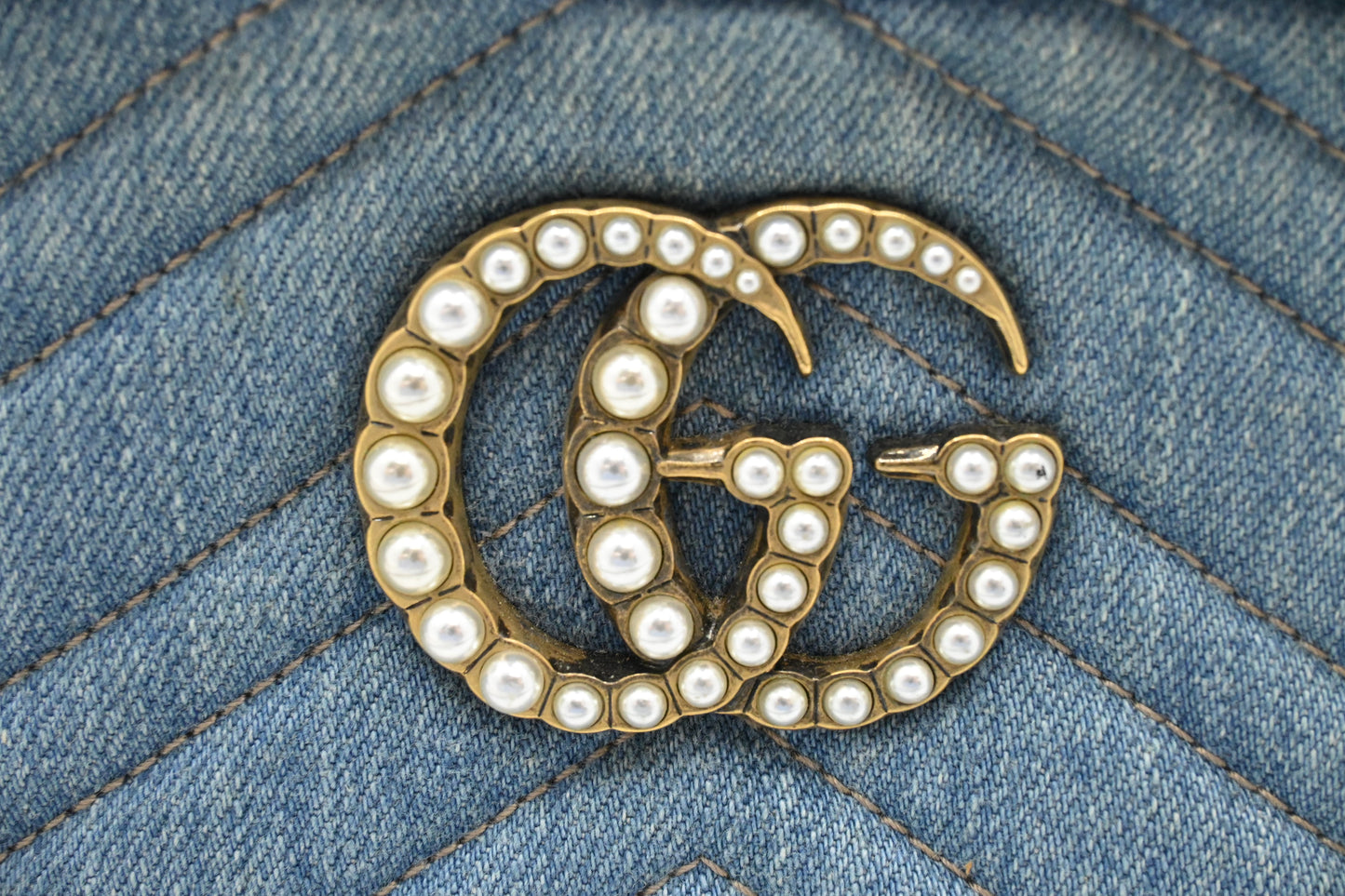 Gucci Marmont Crossbody Bag in Blue Denim Canvas