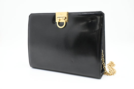 Ferragamo Chain Crossbody Bag in Black Leather