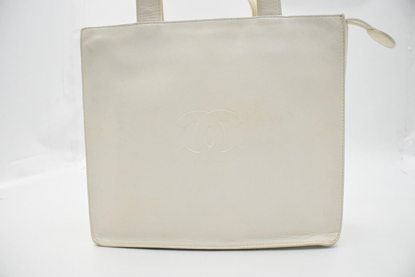 Chanel Small Tote in White Leather