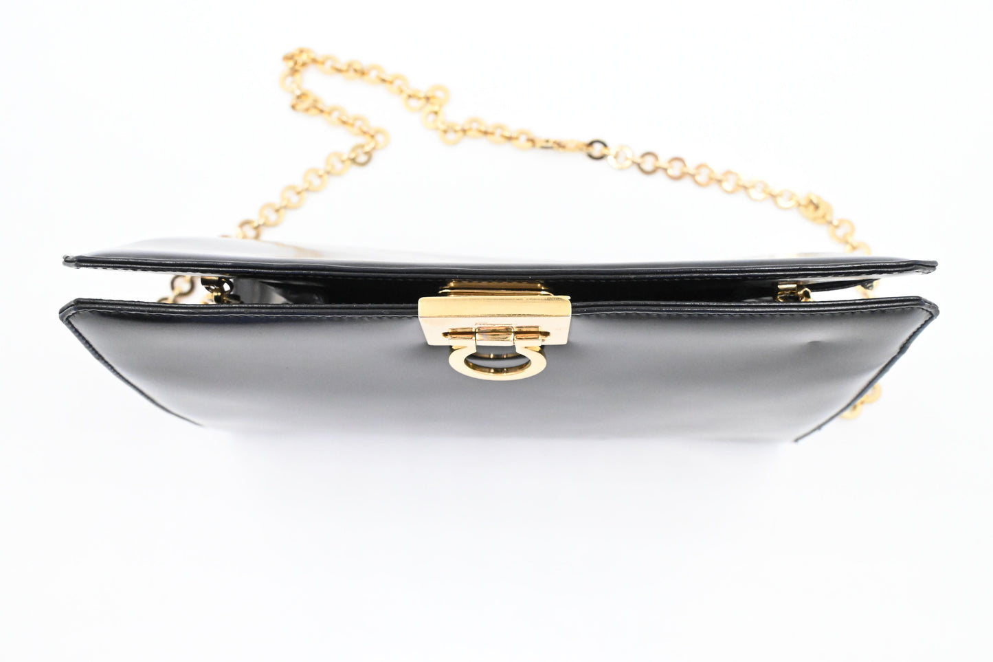 Ferragamo Chain Crossbody Bag in Black Leather