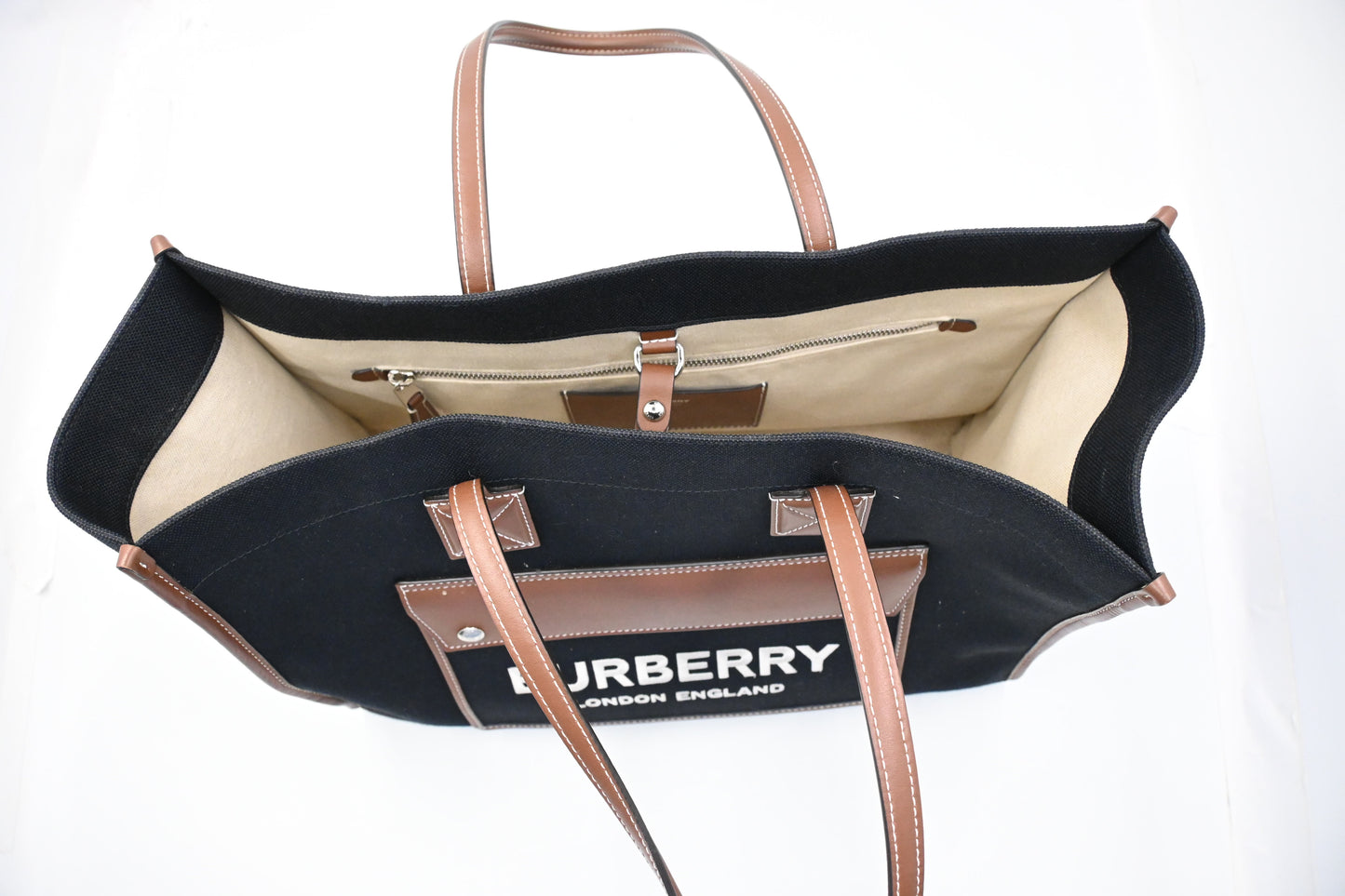Burberry Tote in Dark Navy Blue Canvas