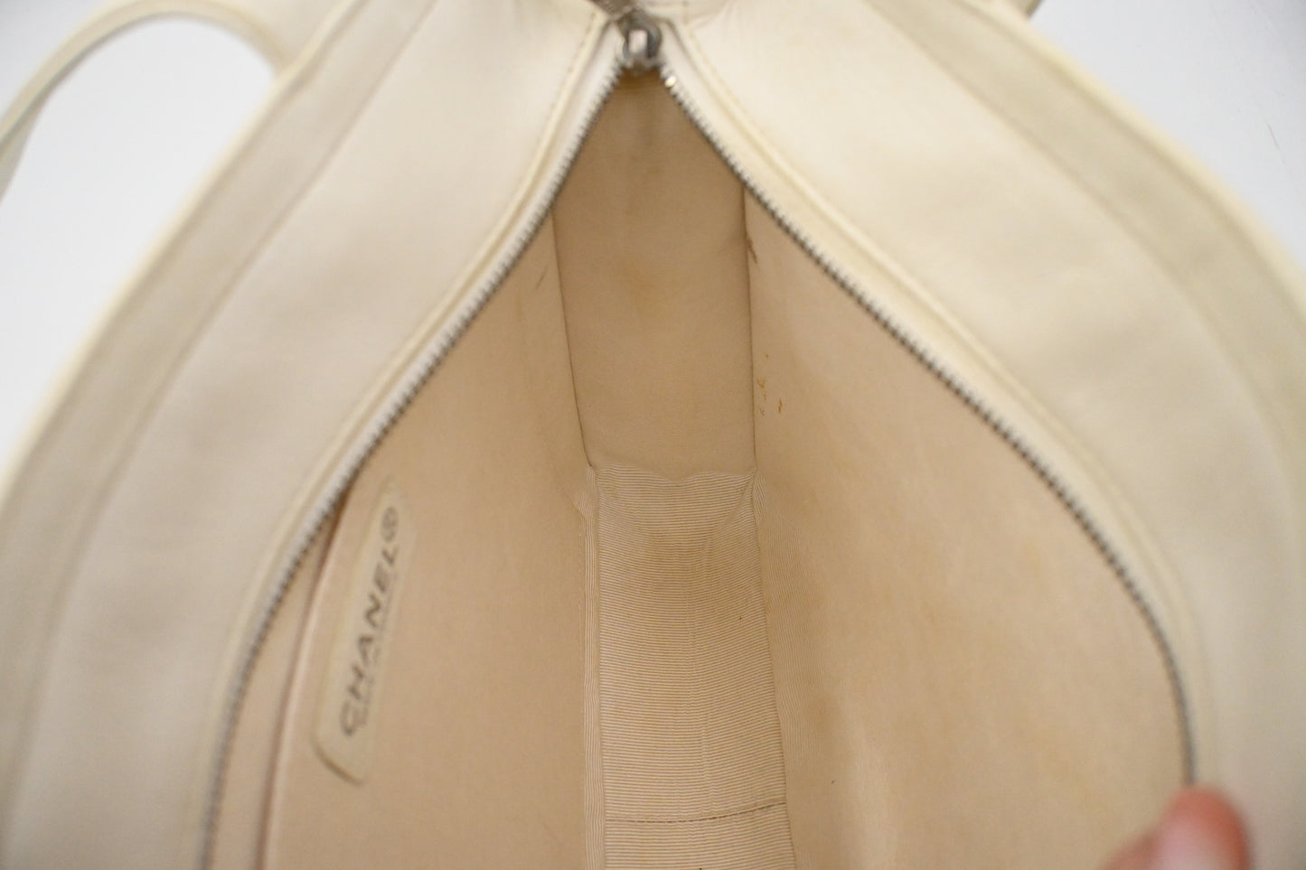 Chanel Small Tote in White Leather