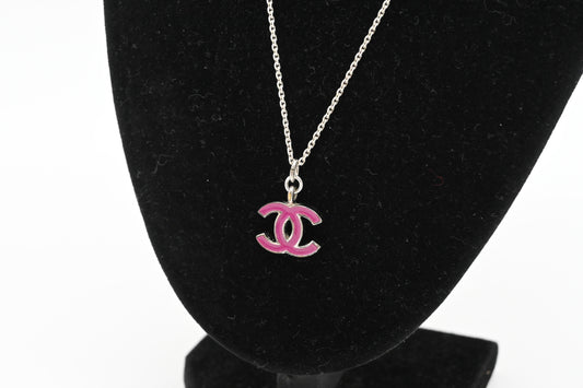 Chanel Pink CC Necklace in Sterling Silver