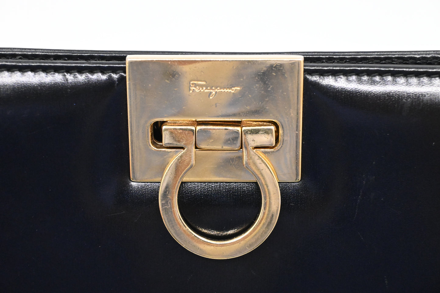Ferragamo Chain Crossbody Bag in Black Leather