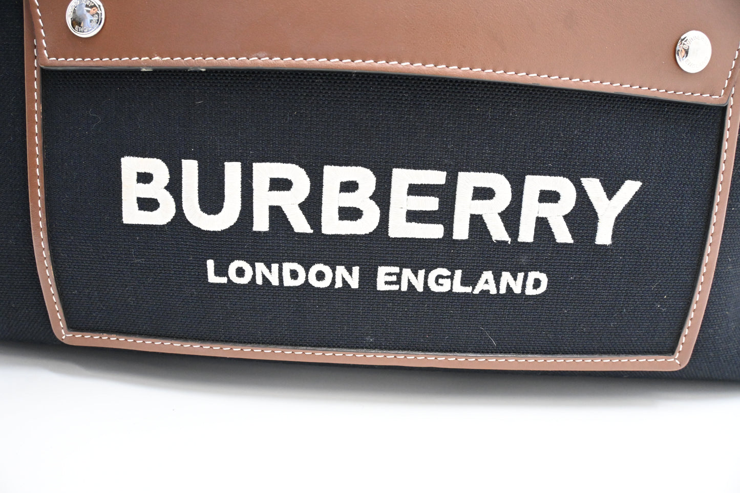 Burberry Tote in Dark Navy Blue Canvas