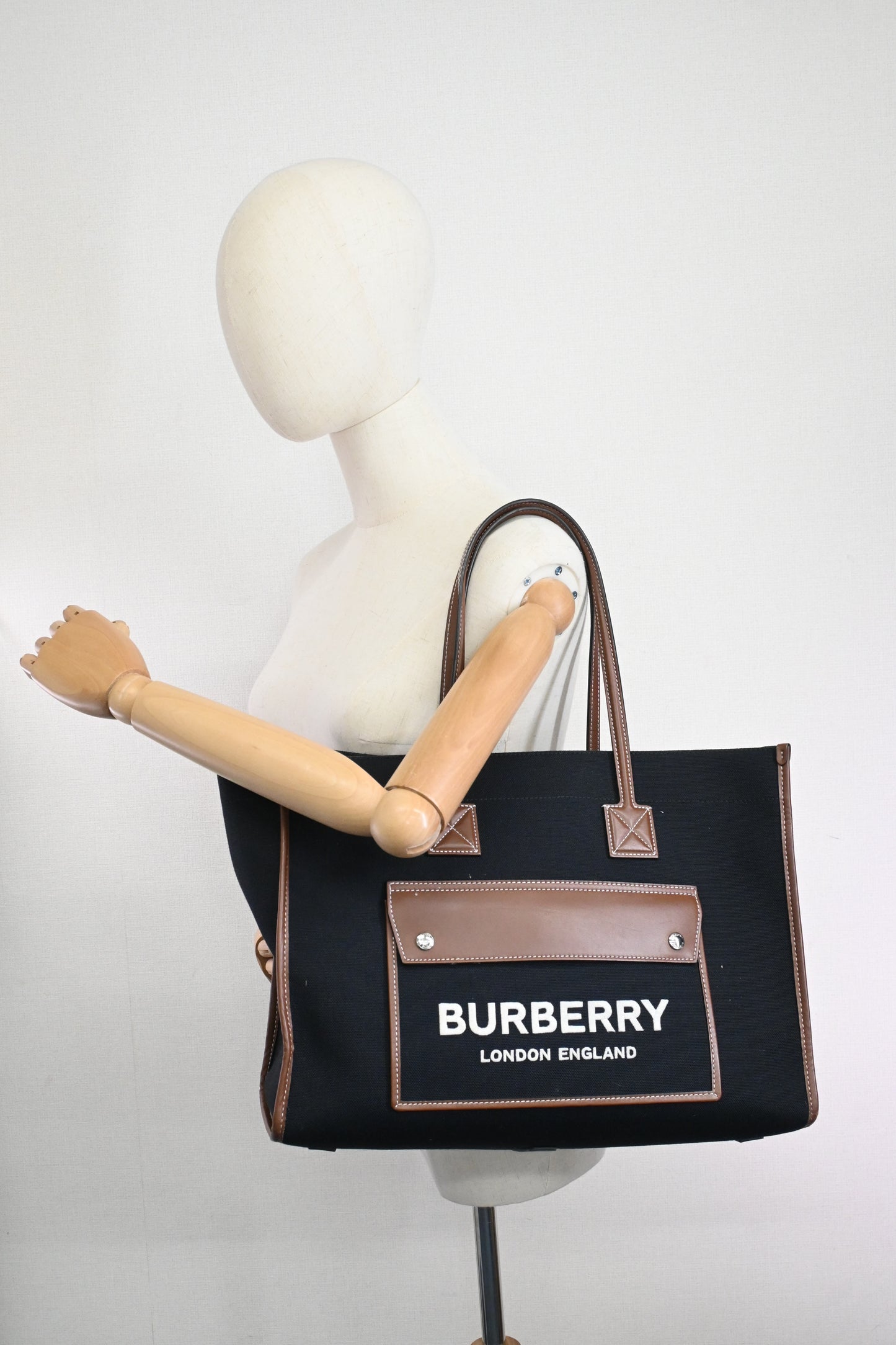 Burberry Tote in Dark Navy Blue Canvas