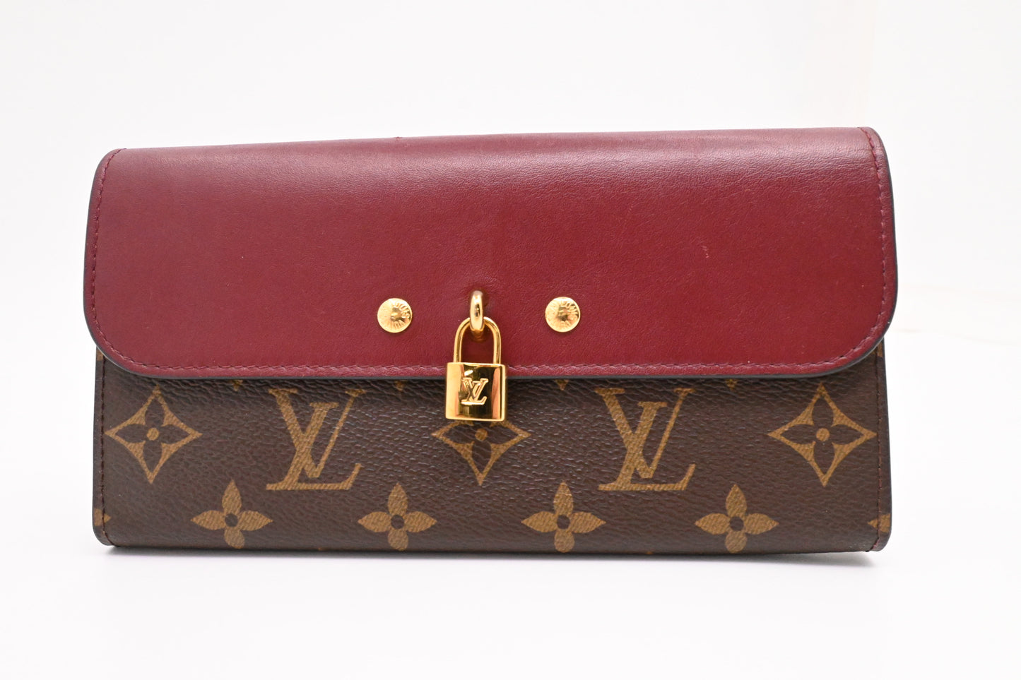 Louis Vuitton Portefeuille Venus Wallet in Monogram and Burgundy Leather