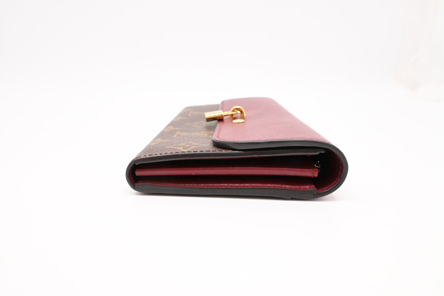 Louis Vuitton Portefeuille Venus Wallet in Monogram and Burgundy Leather