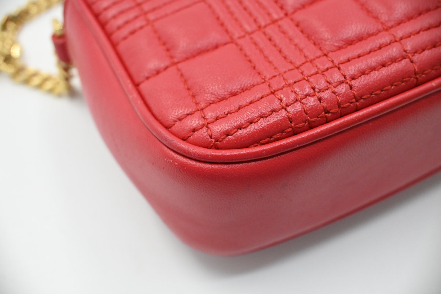 Burberry Lola Camera Bag in Red Leather
