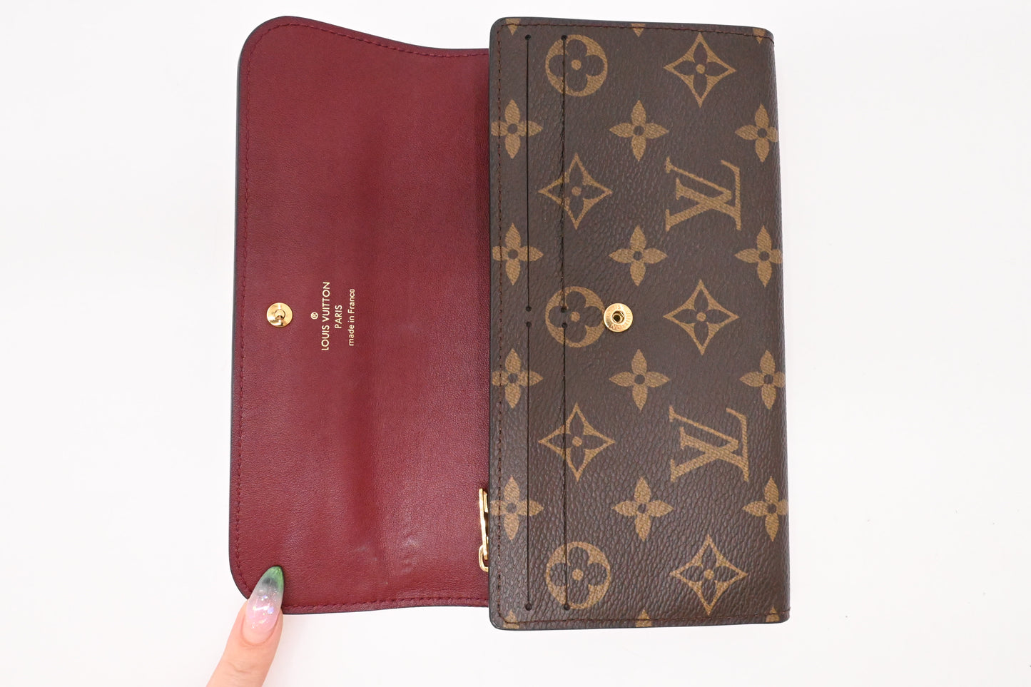 Louis Vuitton Portefeuille Venus Wallet in Monogram and Burgundy Leather