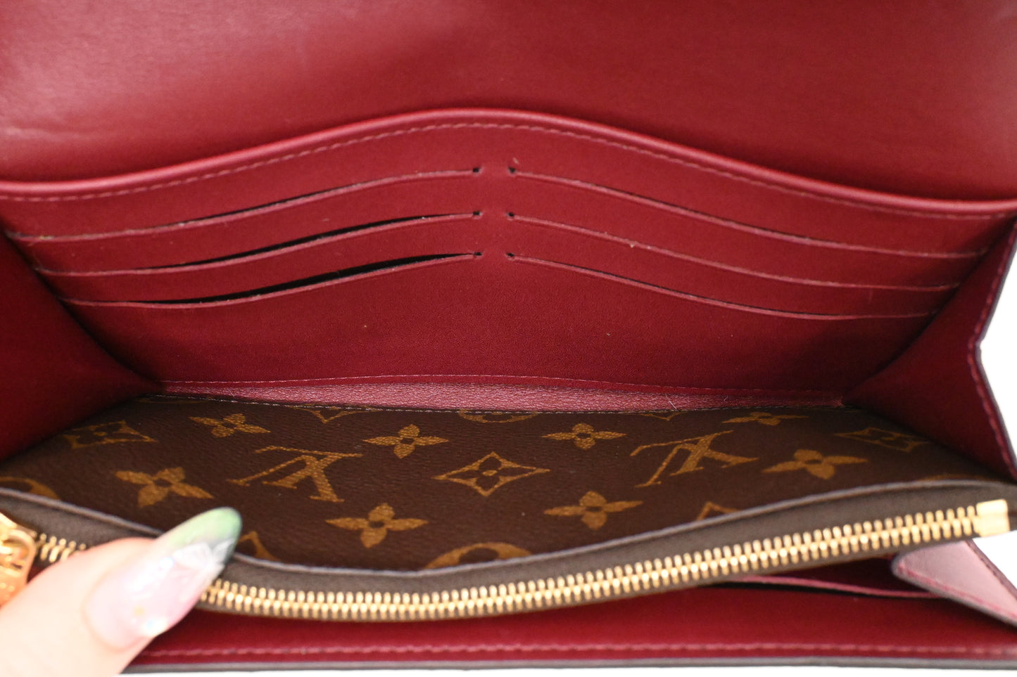Louis Vuitton Portefeuille Venus Wallet in Monogram and Burgundy Leather