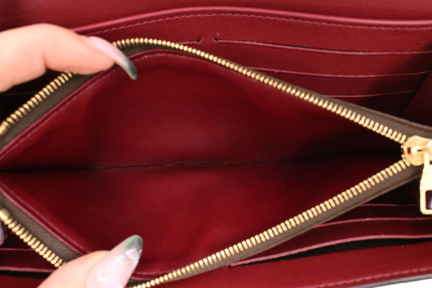 Louis Vuitton Portefeuille Venus Wallet in Monogram and Burgundy Leather