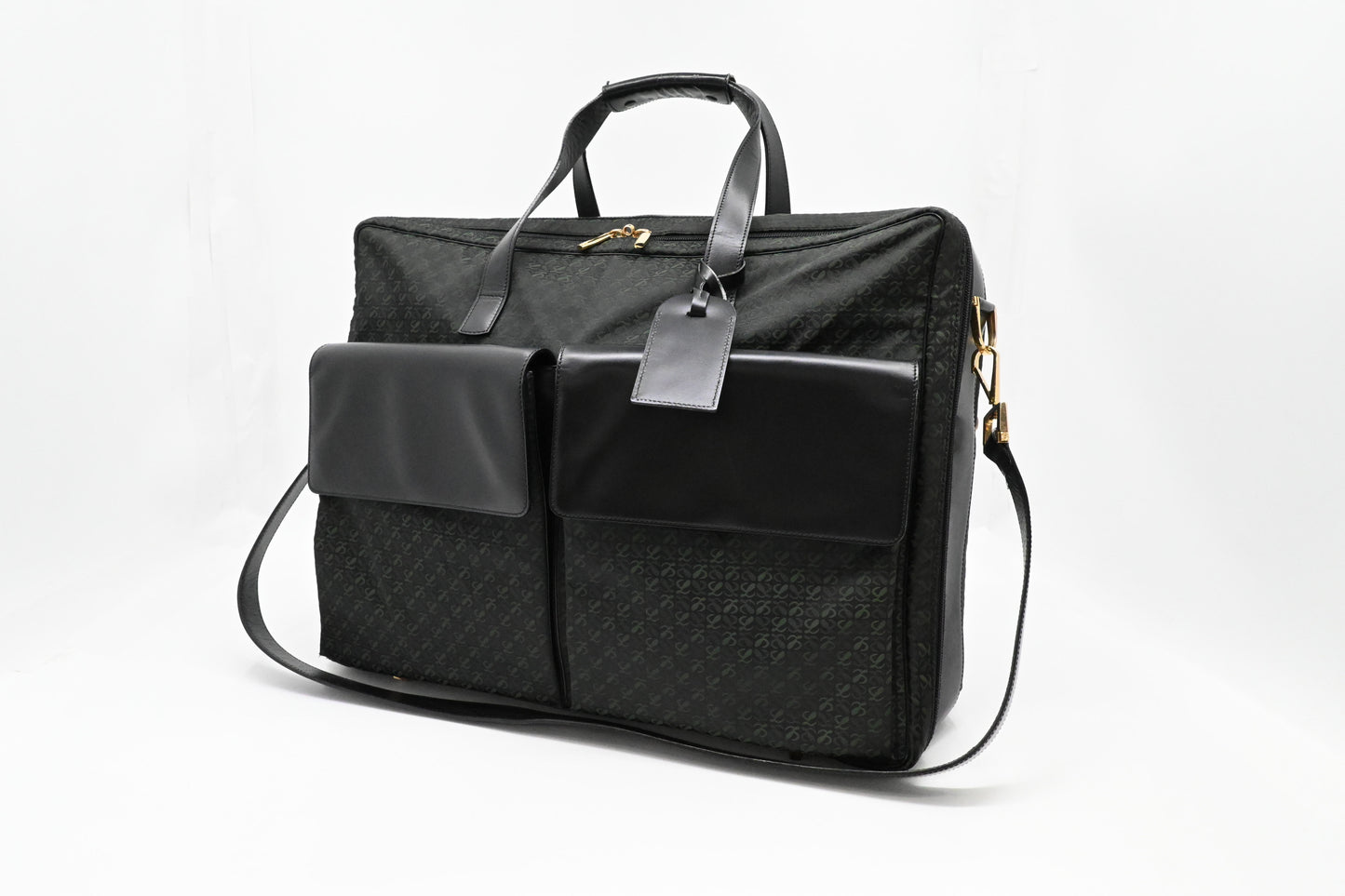 Loewe Anagram Two Way Bag in Black and Green canvas