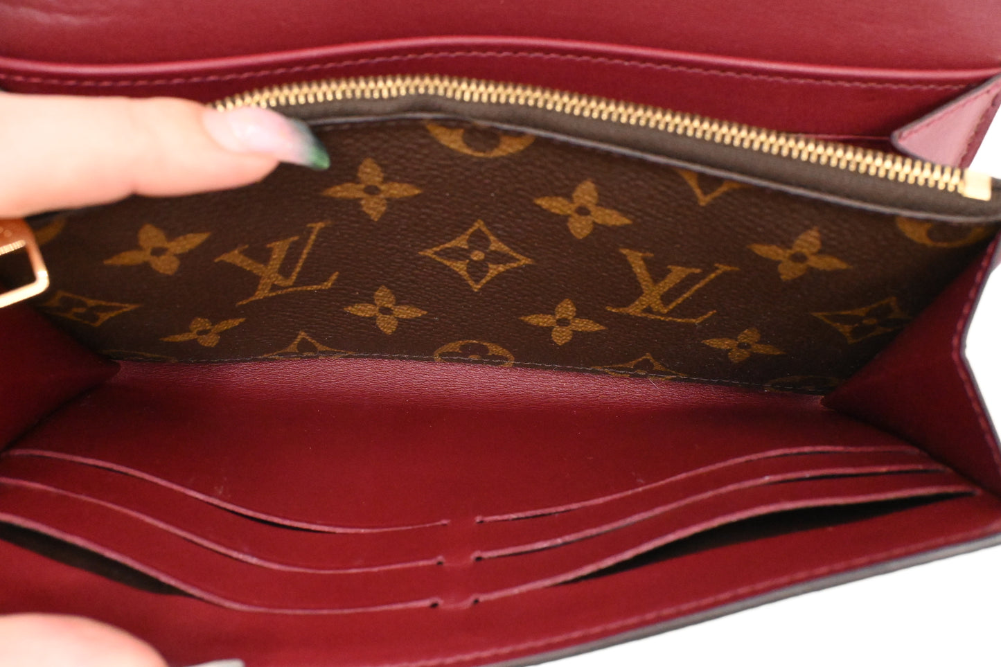 Louis Vuitton Portefeuille Venus Wallet in Monogram and Burgundy Leather