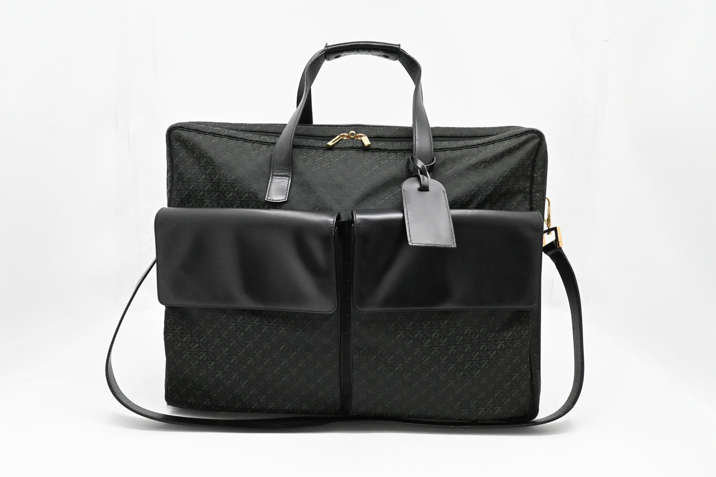 Loewe Anagram Two Way Bag in Black and Green canvas