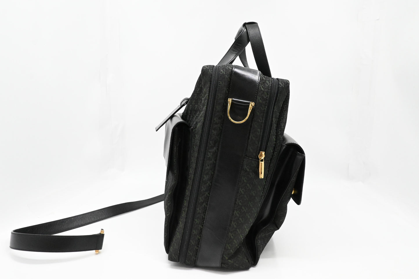 Loewe Anagram Two Way Bag in Black and Green canvas