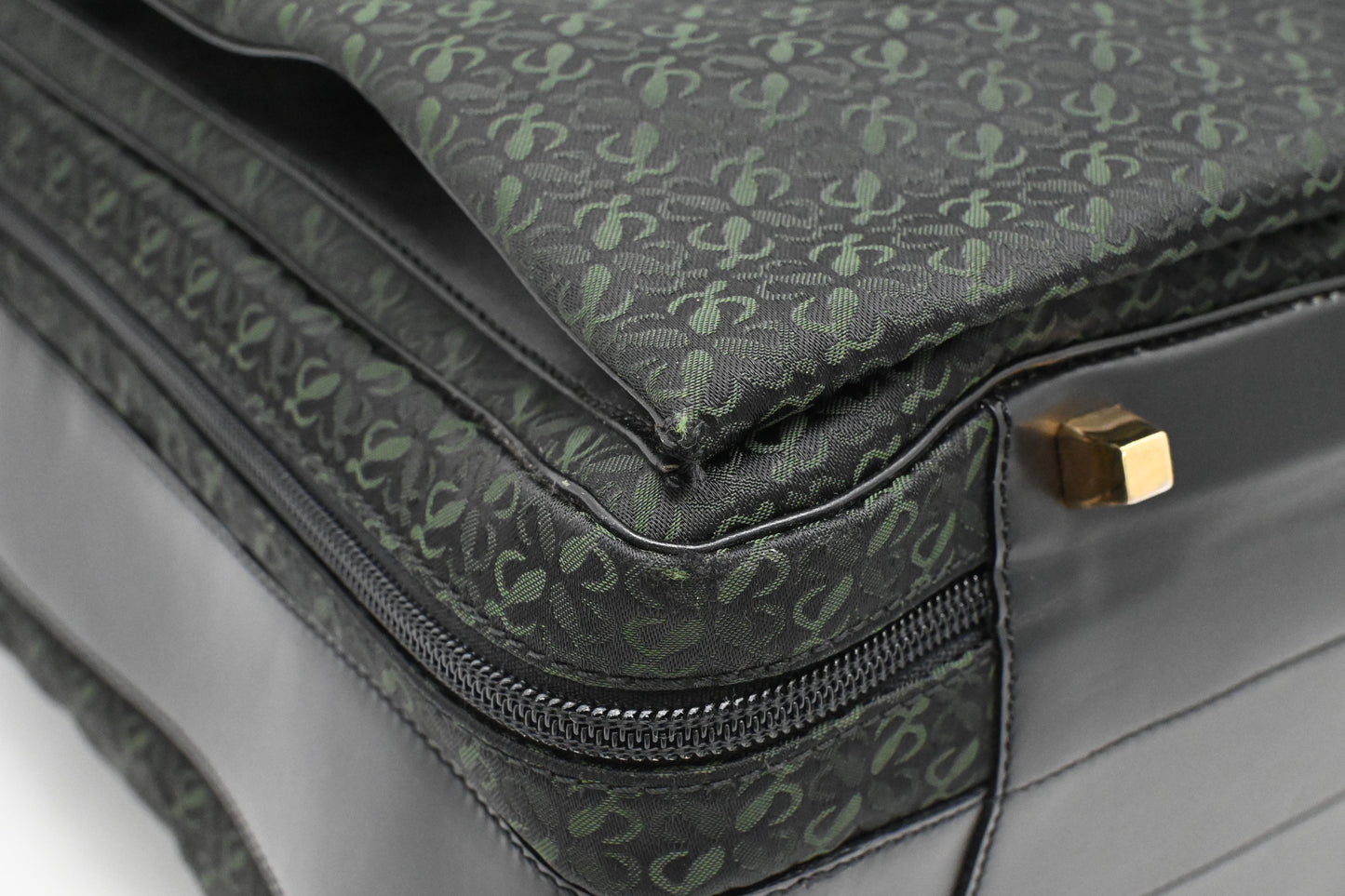 Loewe Anagram Two Way Bag in Black and Green canvas