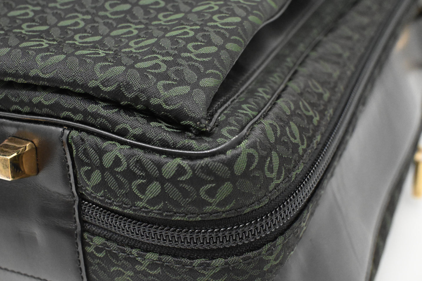 Loewe Anagram Two Way Bag in Black and Green canvas