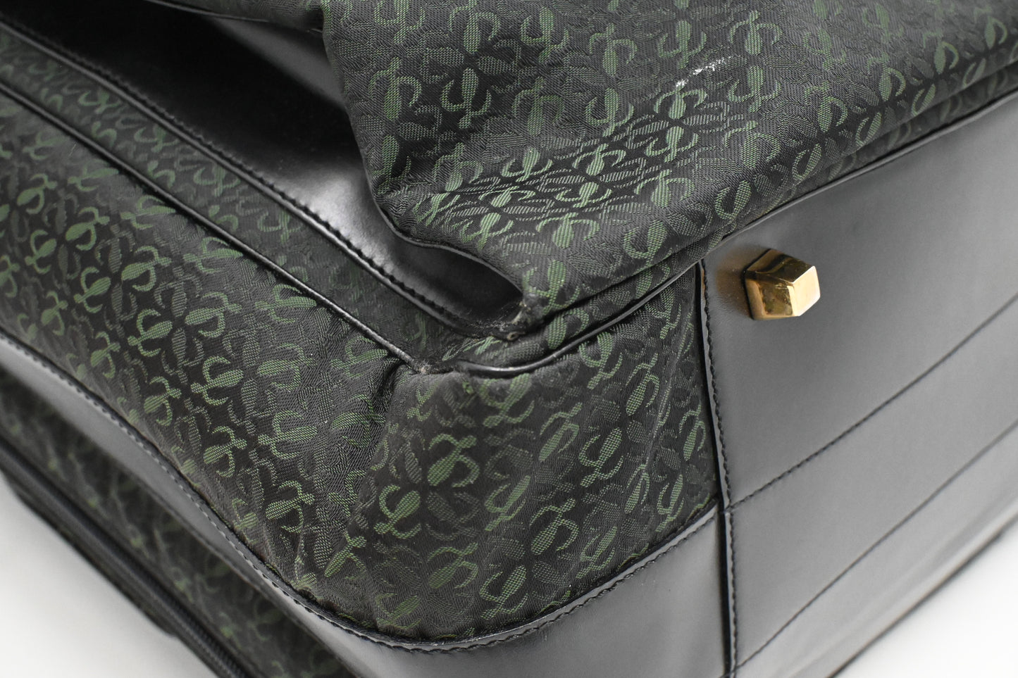 Loewe Anagram Two Way Bag in Black and Green canvas