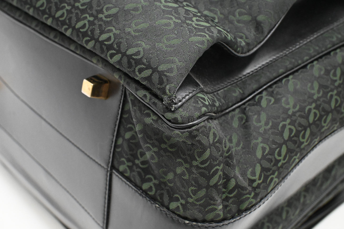 Loewe Anagram Two Way Bag in Black and Green canvas