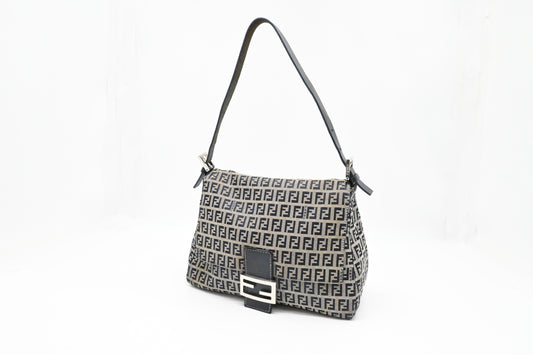 Fendi Mama Baguette in Blue and Grey Zucchino Canvas