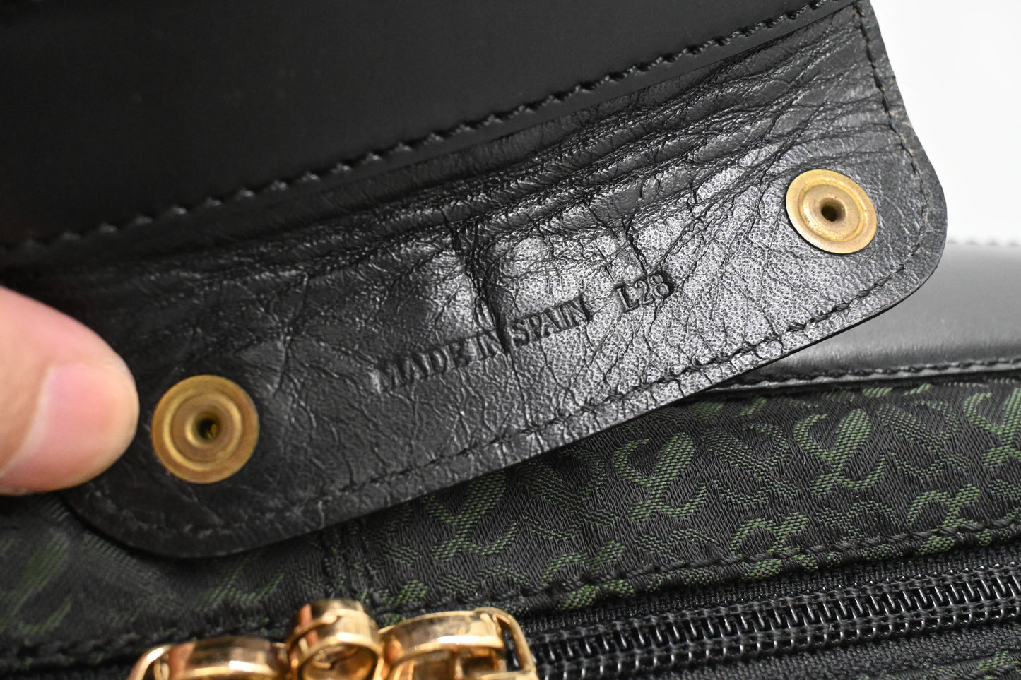 Loewe Anagram Two Way Bag in Black and Green canvas