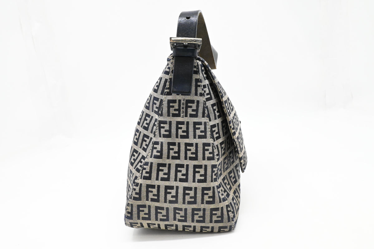 Fendi Mama Baguette in Blue and Grey Zucchino Canvas