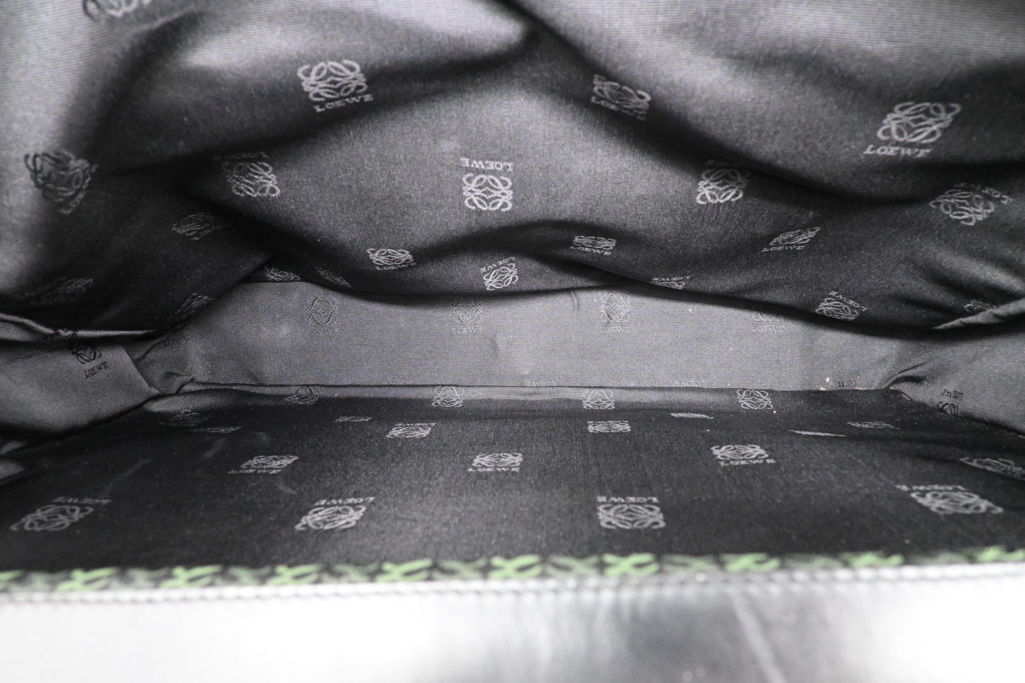Loewe Anagram Two Way Bag in Black and Green canvas