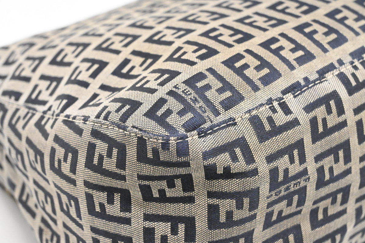 Fendi Mama Baguette in Blue and Grey Zucchino Canvas