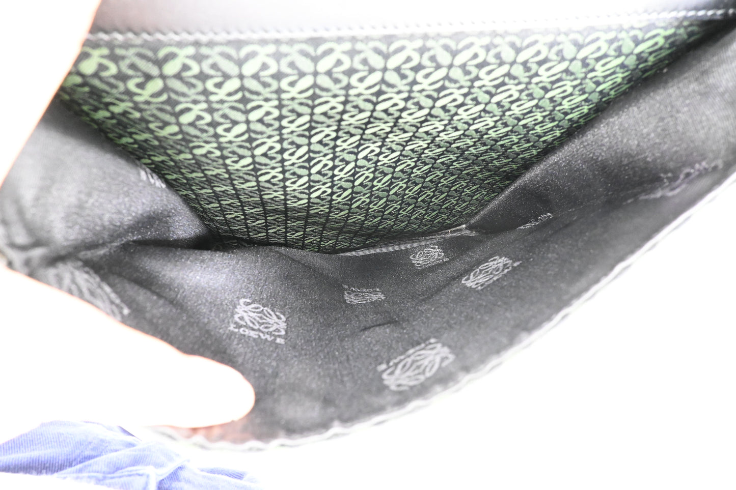 Loewe Anagram Two Way Bag in Black and Green canvas