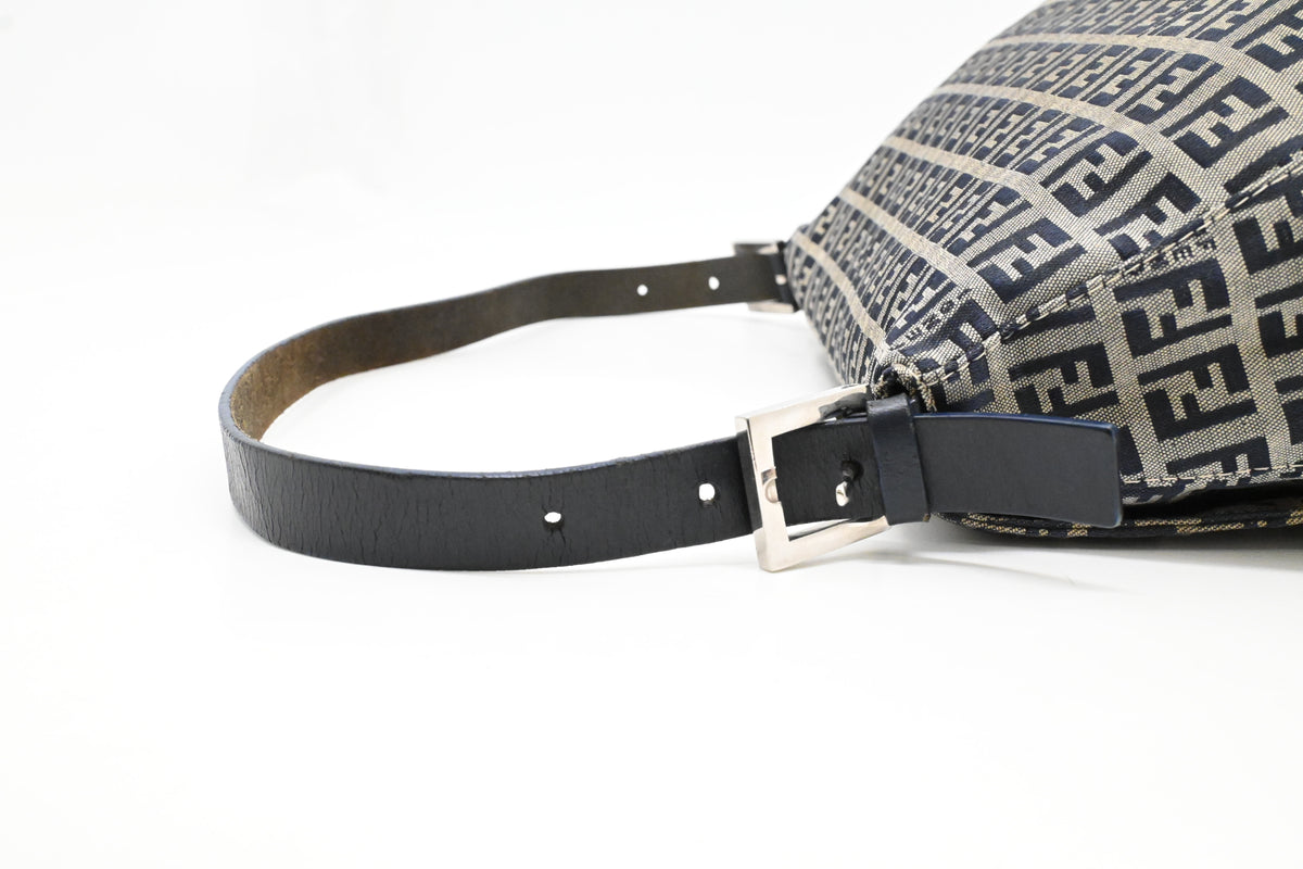 Fendi Mama Baguette in Blue and Grey Zucchino Canvas