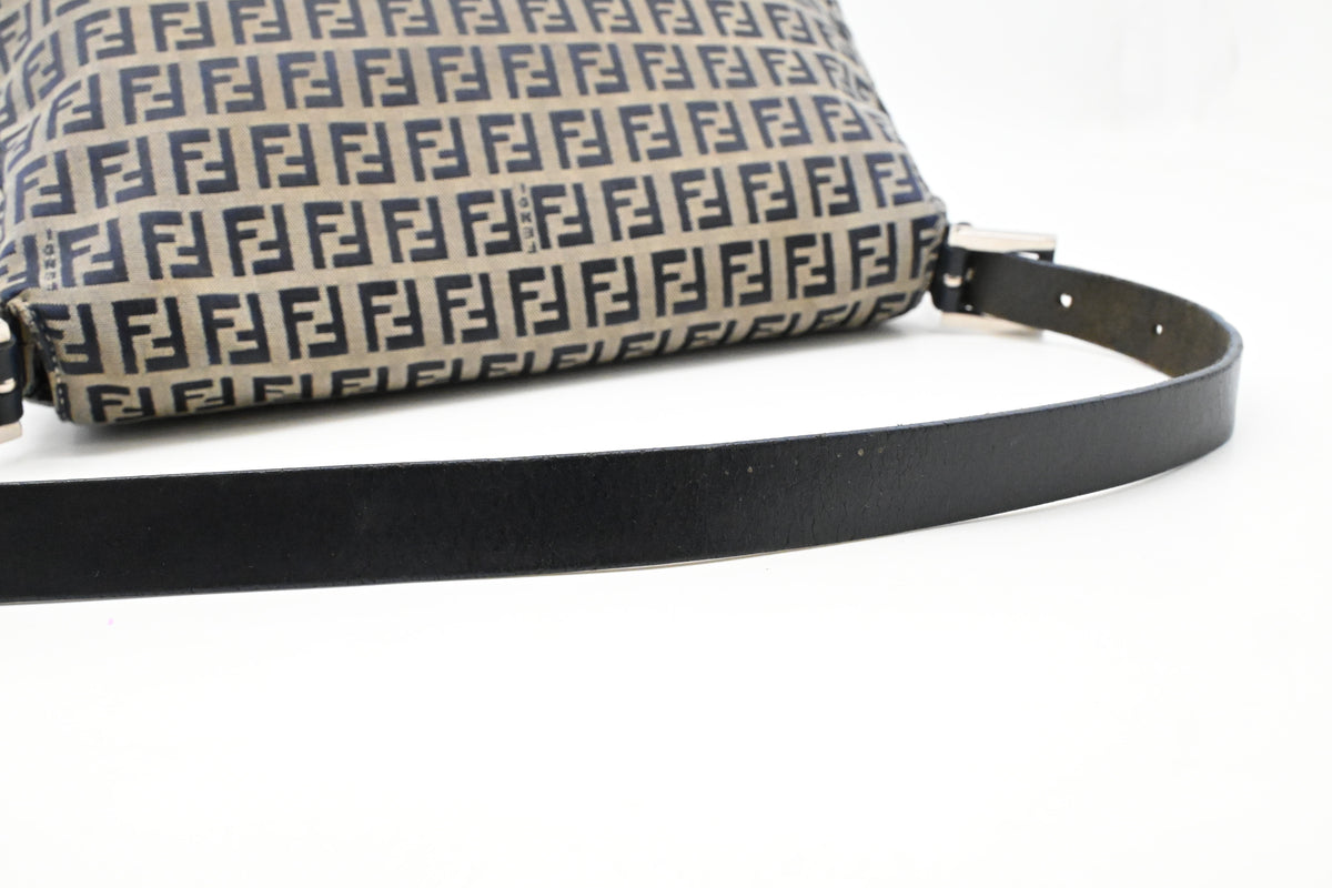 Fendi Mama Baguette in Blue and Grey Zucchino Canvas