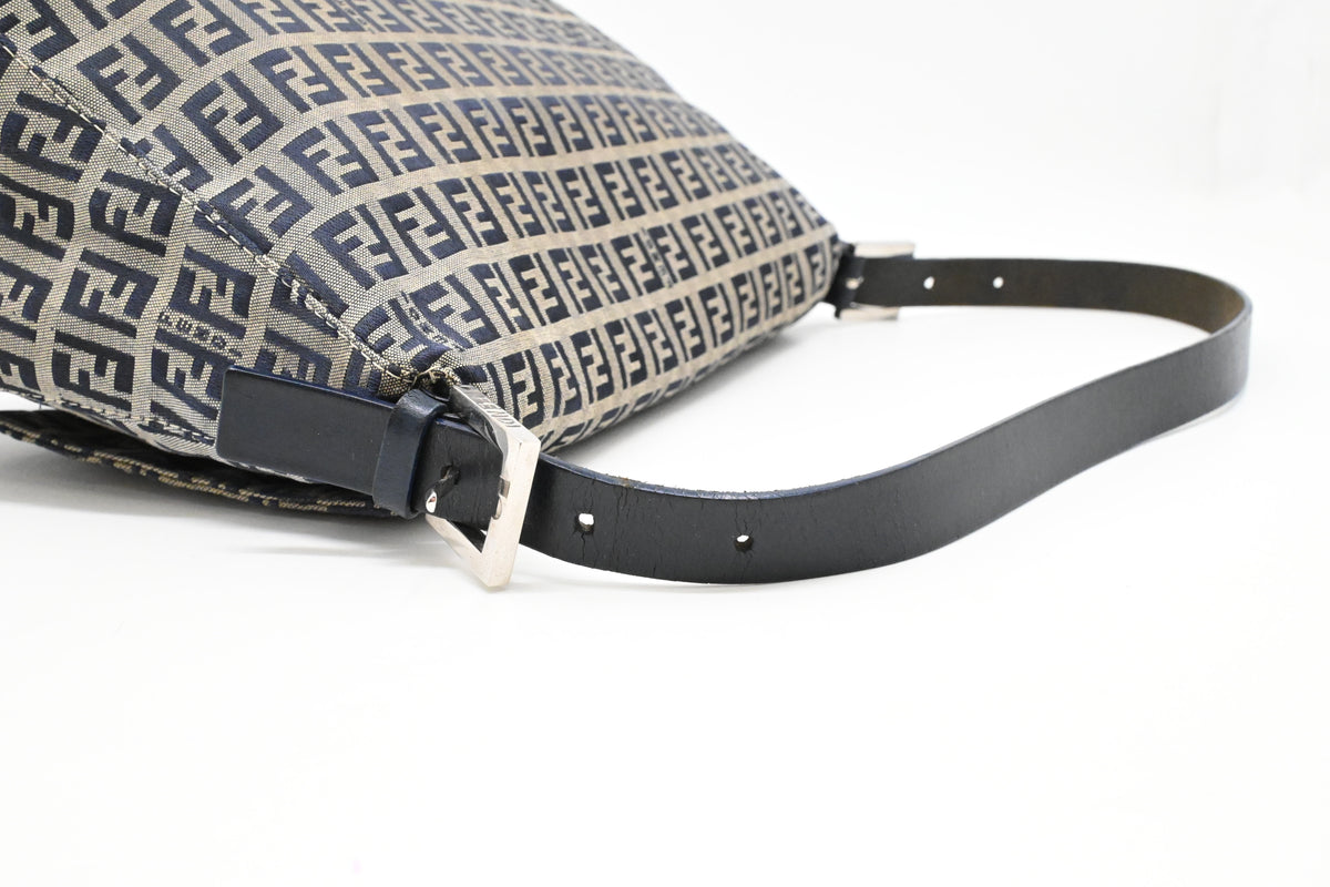 Fendi Mama Baguette in Blue and Grey Zucchino Canvas