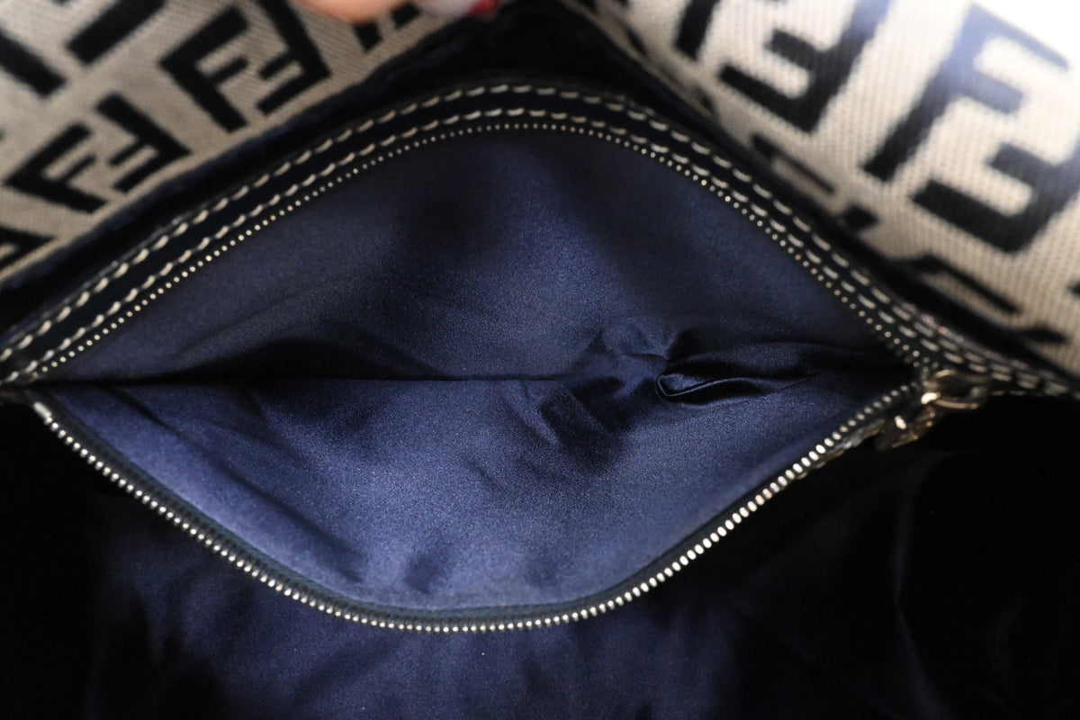 Fendi Mama Baguette in Blue and Grey Zucchino Canvas