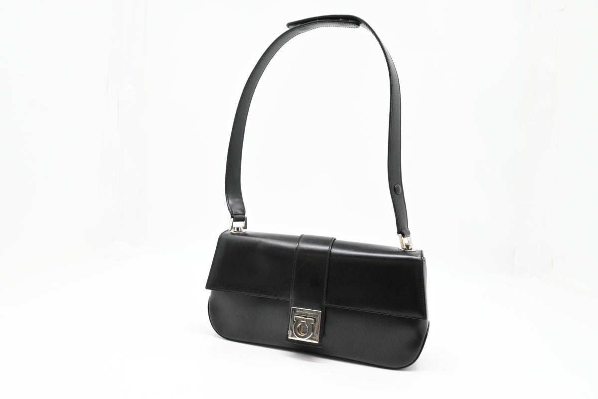 Ferragamo Shoulder Bag in Black Leather