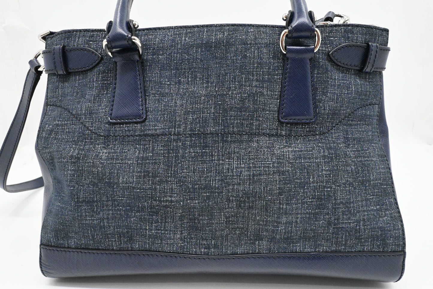 Ferragamo Two Way Bag in Blue Canvas and Leather