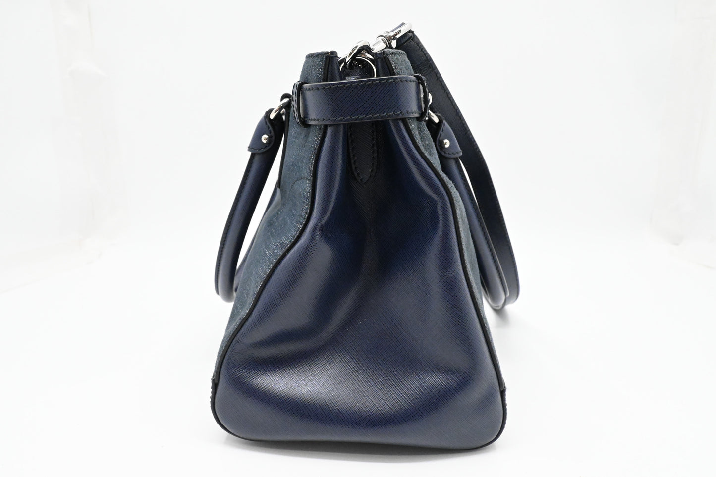 Ferragamo Two Way Bag in Blue Canvas and Leather