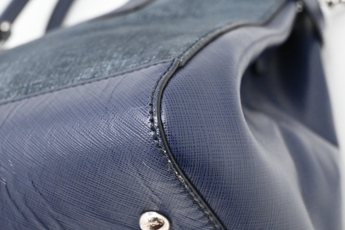 Ferragamo Two Way Bag in Blue Canvas and Leather