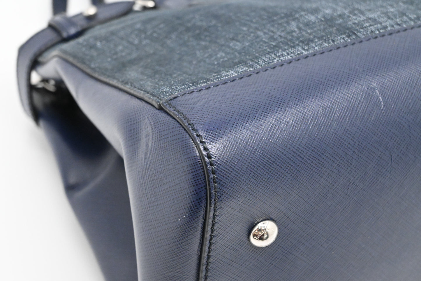 Ferragamo Two Way Bag in Blue Canvas and Leather