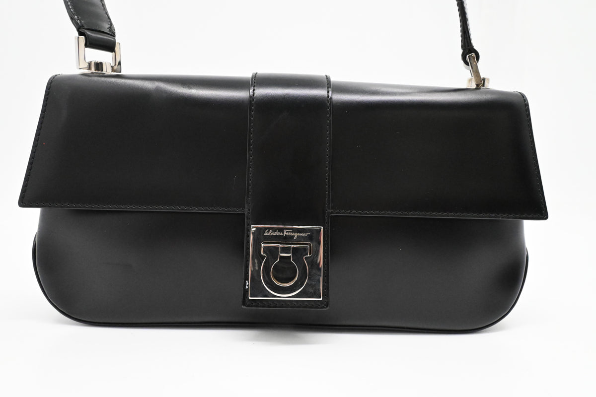 Ferragamo Shoulder Bag in Black Leather