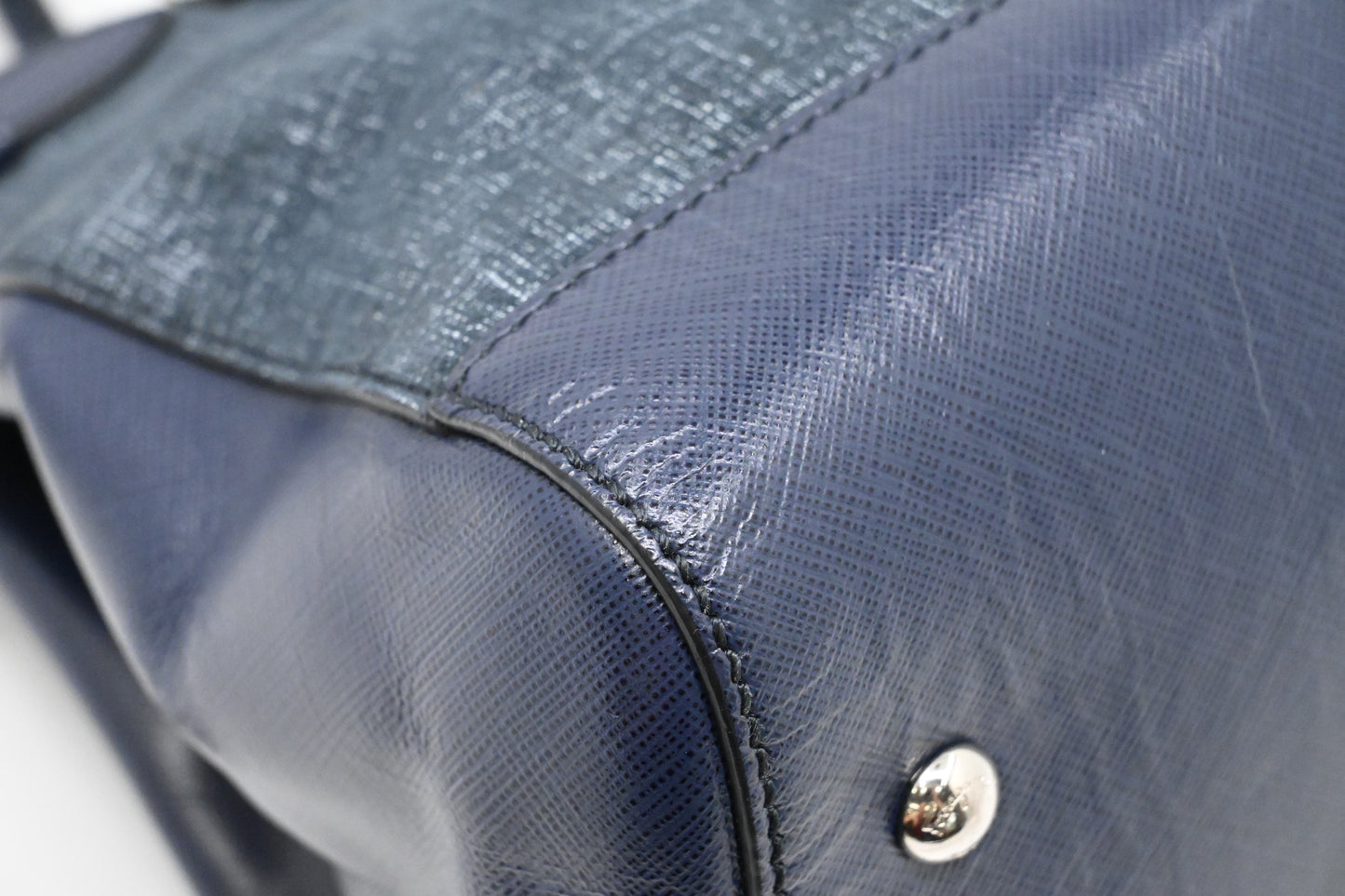 Ferragamo Two Way Bag in Blue Canvas and Leather