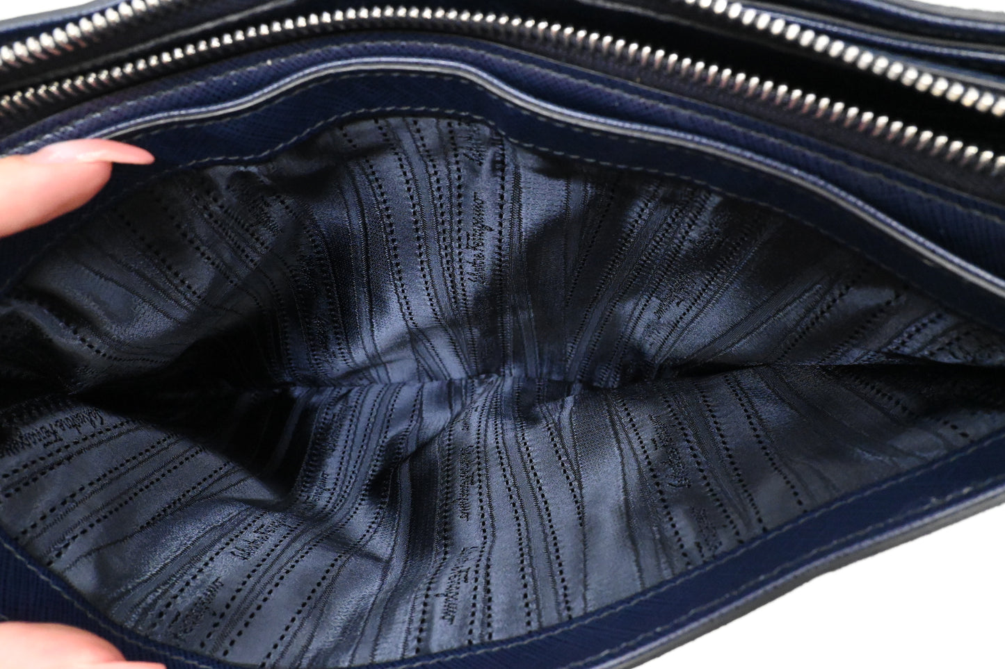 Ferragamo Two Way Bag in Blue Canvas and Leather