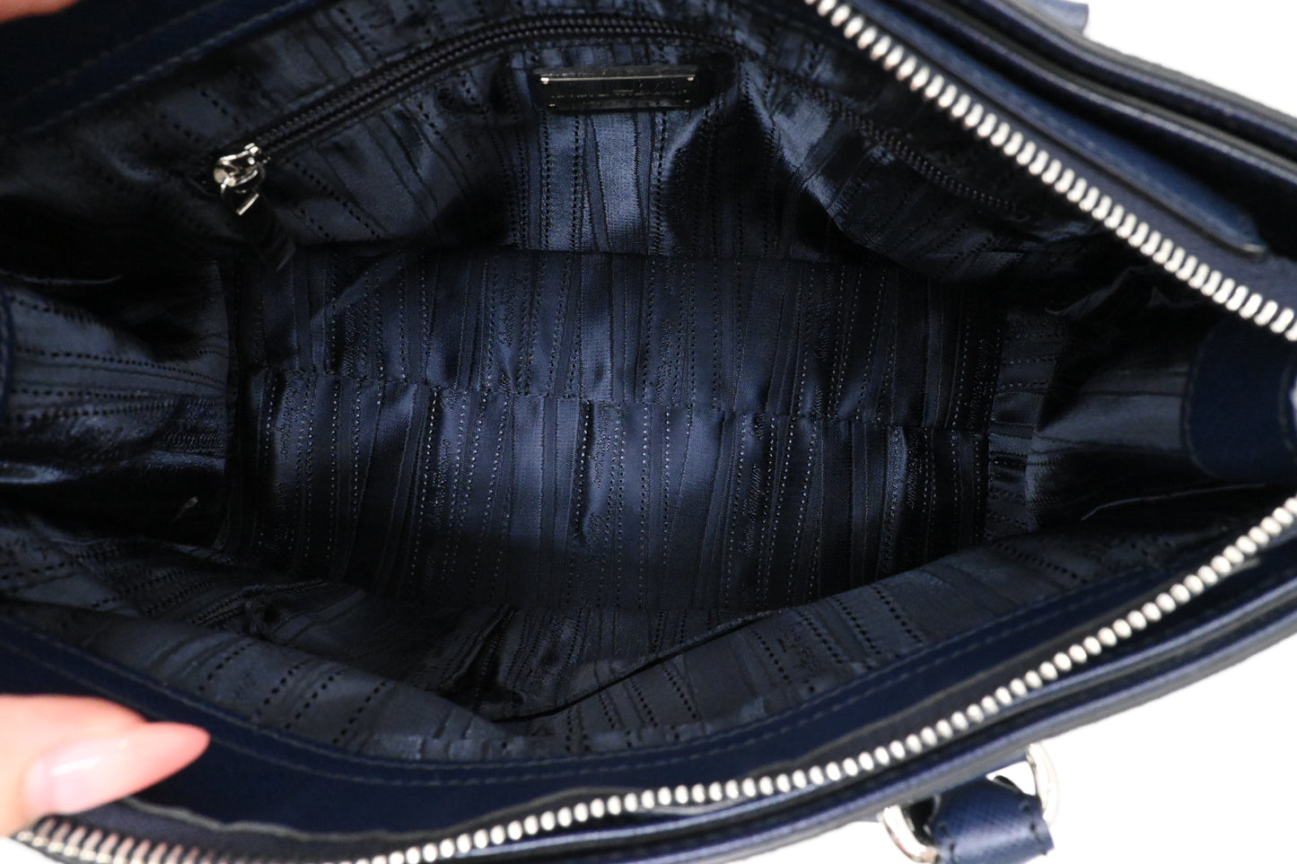 Ferragamo Two Way Bag in Blue Canvas and Leather