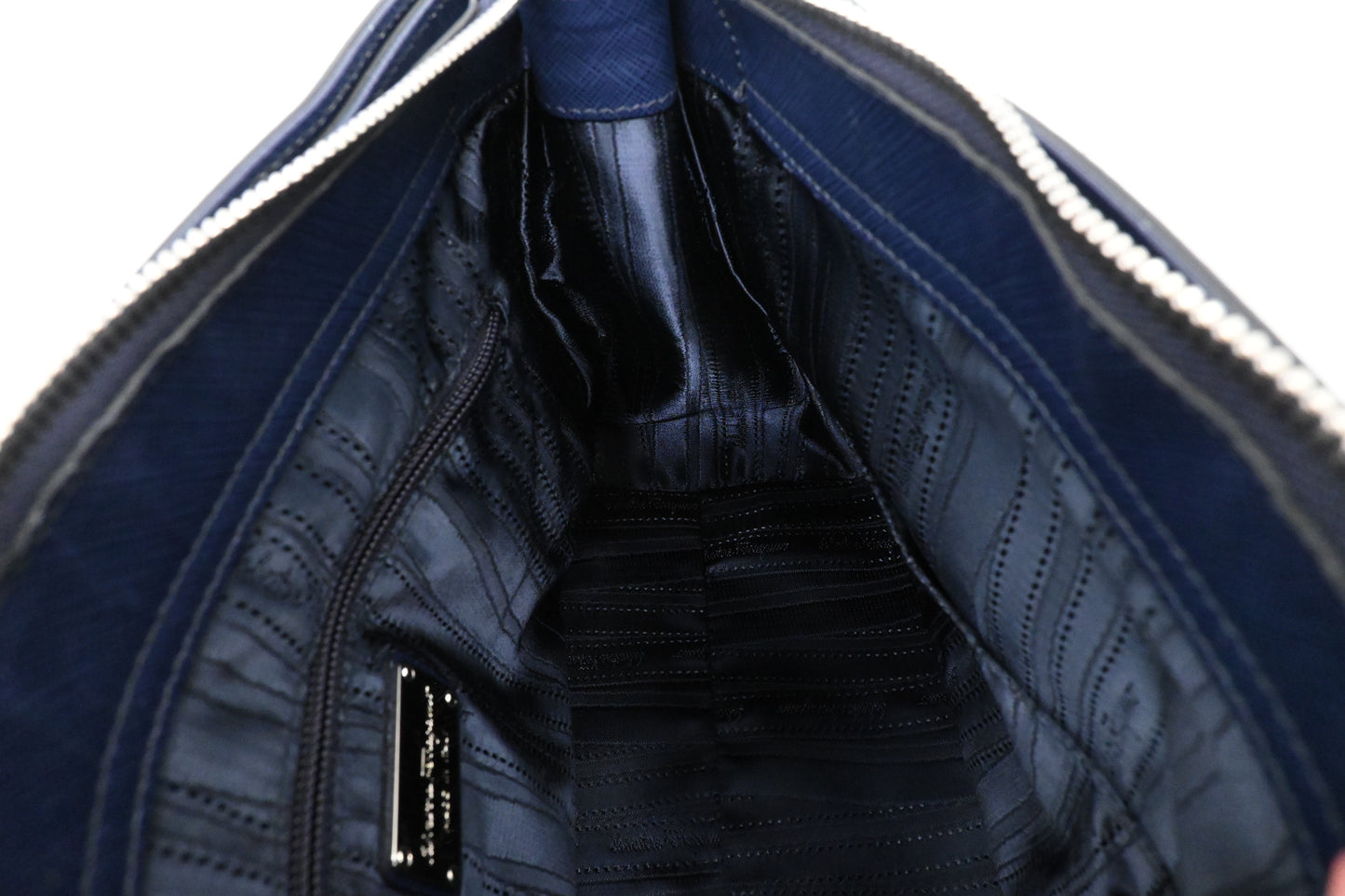 Ferragamo Two Way Bag in Blue Canvas and Leather