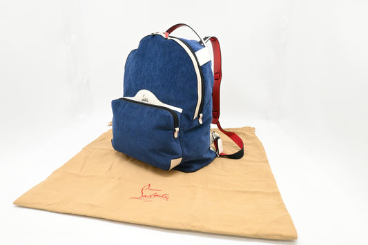 Louboutin Backloubi Backpack in Blue Velvet