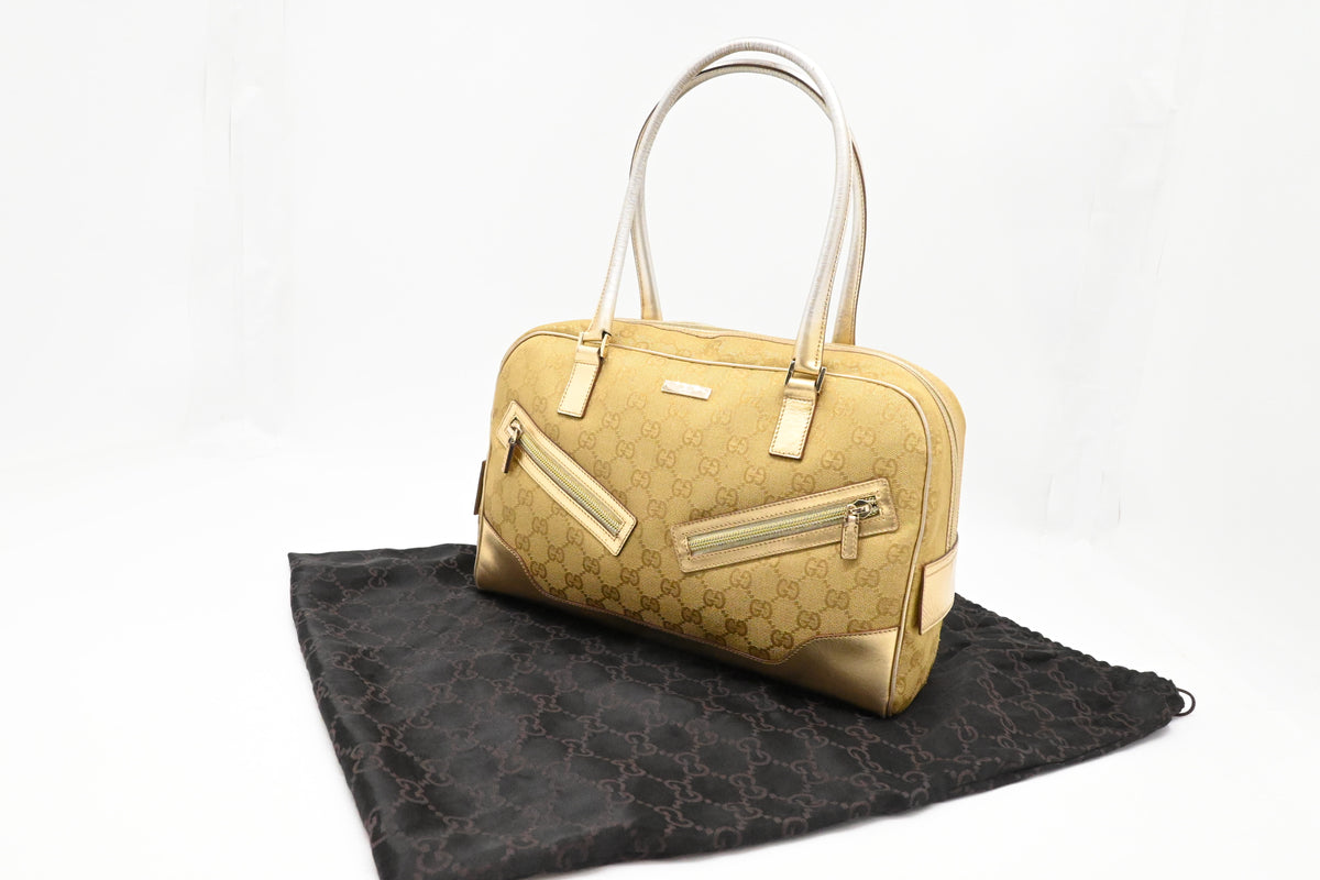Gucci Boston Bag in Gold Canvas
