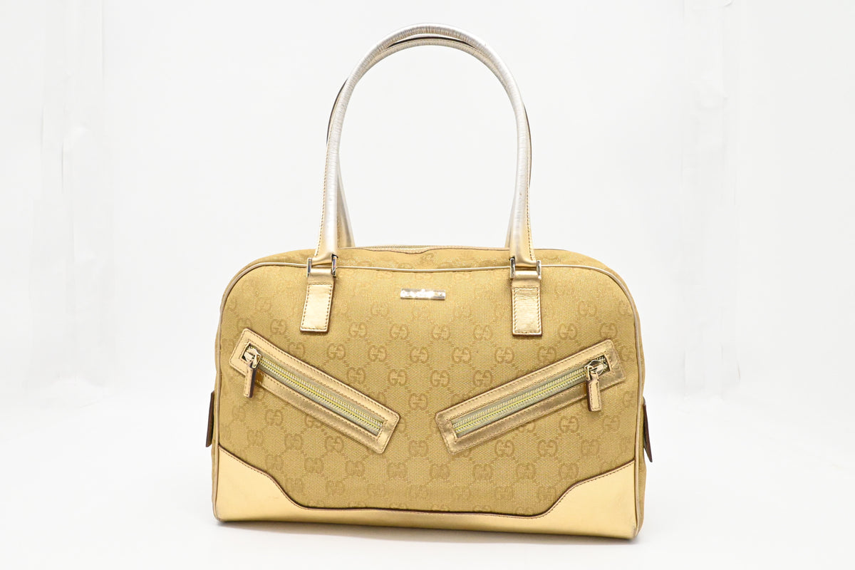 Gucci Boston Bag in Gold Canvas