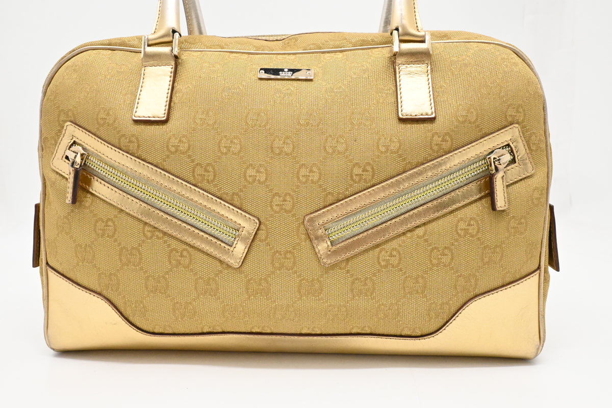 Gucci Boston Bag in Gold Canvas