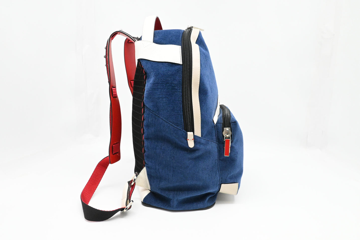 Louboutin Backloubi Backpack in Blue Velvet