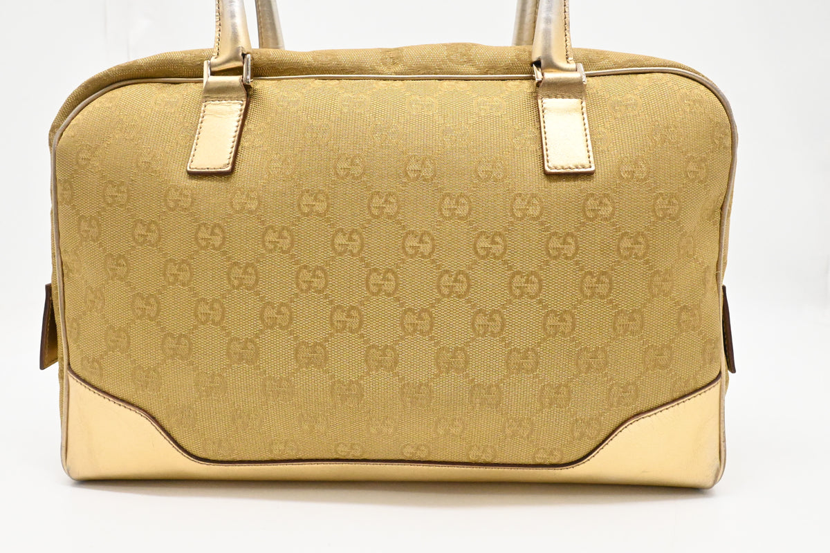 Gucci Boston Bag in Gold Canvas